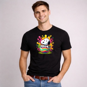 Tricou Paste Snoopy Paste Ou Colorat Pastel, din bumbac 100%, tricou negru, Copii | Dama | Barbat