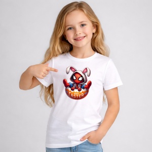 Tricou Paste Spiderman Iepuras Paste Ou Colorat Spart, din bumbac 100%, tricou alb, Copii | Dama | Barbat