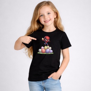Tricou Paste Spiderman Paste Oua Colorate Echilibru, din bumbac 100%, tricou negru, Copii | Dama | Barbat - Img 2
