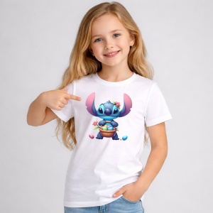 Tricou Paste Stitch Paste Cos Oua Colorate Dragut, din bumbac 100%, tricou alb, Copii | Dama | Barbat - Img 1