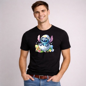 Tricou Paste Stitch Paste Ou Spart Pui Iepuras, din bumbac 100%, tricou negru, Copii | Dama | Barbat - Img 3