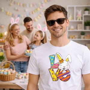 Tricou Paste Text Love Cu Iepuras Si Oua Pastel Cute, din bumbac 100%, tricou alb, Copii | Dama | Barbat - Img 7