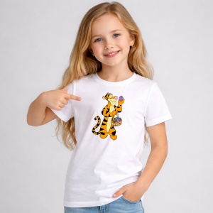 Tricou Paste Tigger Paste Cos Oua Colorate Saritor, din bumbac 100%, tricou alb, Copii | Dama | Barbat - Img 2