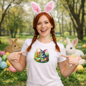 Tricou Paste Tom And Jerry Paste Oua Colorate Cos, din bumbac 100%, tricou alb, Copii | Dama | Barbat - Img 9