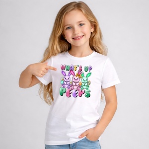 Tricou Paste Whats Up Peeps Iepurasi Colorati Funny Cute, din bumbac 100%, tricou alb, Copii | Dama | Barbat