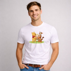 Tricou Paste Winnie The Pooh Tigger Paste Cos Oua, din bumbac 100%, tricou alb, Copii | Dama | Barbat - Img 3