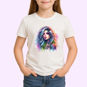 Tricou pastel hair tattooed woman blue tone, femeie cu par pastel si tatuaj ton albastru, Copii | Dama | Barbat - Img 3