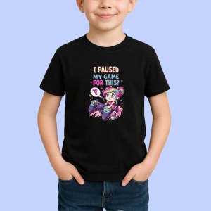 Tricou Paused My Game For This Gamer Fata, Copii | Dama | Barbat, culoare negru - Img 3