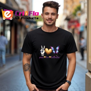 Tricou Peace Love Butterflies design fluture colorat Copii | Dama | Barbat Barbat - Img 17