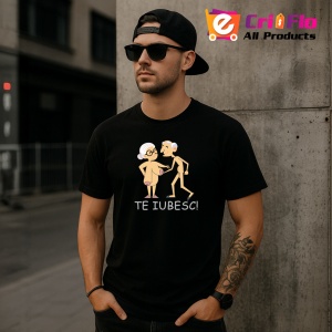Tricou Pensionari Te Iubesc, din bumbac 100%, tricou negru, Dama | Barbat - Img 4