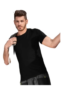 Barbat imbracat in tricou de culoare ebony gray