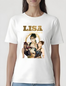 Tricou pentru dama - K-POP - Lisa Gold Star - Strălucire unică, Lisa BLACKPINK, design aurit. - Img 2