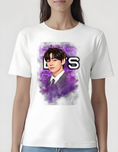 Tricou pentru dama - K-POP - V BTS - Tricou casual, design artistic, V BTS fashion style. - Img 2