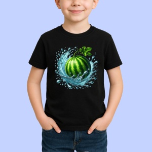 Tricou Pepene verde si jet de prospetime, Fructe, Copii | Dama, culoare negru