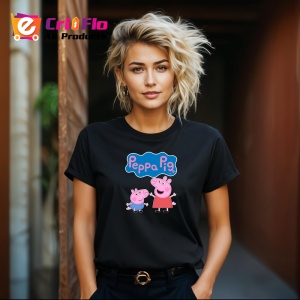 Tricou Peppa Pig purcelusa roz in aventuri zilnice cu familia, Copii | Dama | Barbat , tricou negru - Img 8