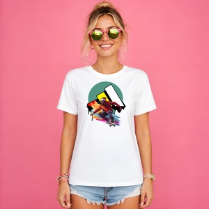 Tricou Personaj Anime Pe Skateboard Stil Streetwear Colorat, din bumbac 100% Copii | Dama | Barbat - Img 3