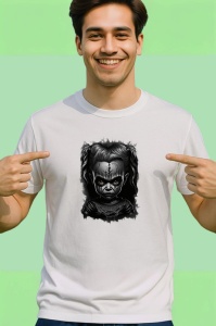 Tricou Personaj horror stil caricatura alb negru expresie intensa Copii | Dama | Barbat - Img 2