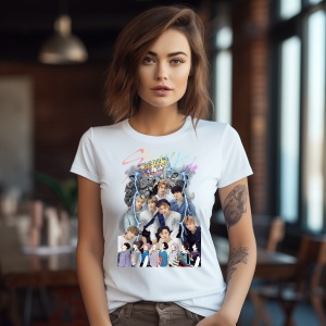 Tricou personalizat dama cu formatia Stray Kids Kpop
