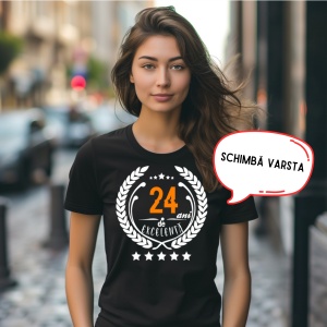 Tricou Personalizat Damă - Negru XX ani de excelentă - Cadou