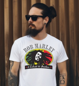 Tricou personalizat pentru barbati Bob Marley - Tribute to freedom