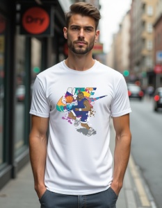 Tricou personalizat pentru barbati din bumbac 100% - Basketball Star, sport, atlet, dinamic, colorat