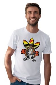 Tricou personalizat pentru barbati din bumbac 100% cu imprimeu haios Cartoon Street Music, cu imprimeu pentru barbati, stil modern, confortabil, tricou personalizat