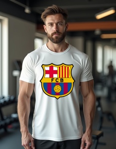 Tricou personalizat pentru barbati din bumbac 100% - Echipa De Fotbal - Barcelona