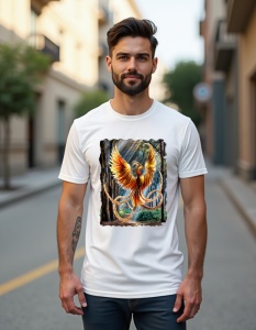 Tricou personalizat pentru bărbați din bumbac 100% - Pasărea Phoenix Mitică