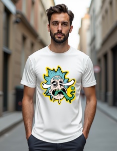 Tricou personalizat pentru barbati din bumbac 100% - Rick Madness, Rick și Morty, desen animat, nebunie, suprarealist