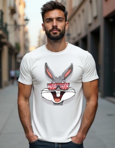 Tricou personalizat pentru barbati din bumbac 100% - Supreme Bugs, Looney Tunes, iepure, cool, urban