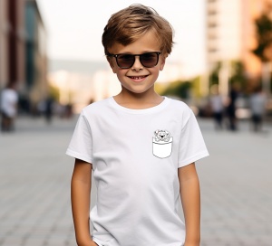 Tricou personalizat pentru copii din bumbac 100% cu imprimeu de buzunar - Dalmatian adorabil - Cadou perfect pentru iubitorii de căței - Img 2