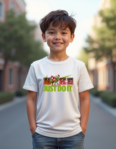 Tricou personalizat pentru copii din bumbac 100% - Funny Grinch - Just Do It - Img 2