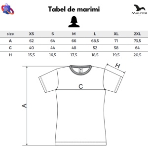 Tabel marimi dimensiuni tricou dama Basketball Star