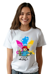 Tricou personalizat pentru damă din bumbac 100% Buddy Grafitti, cu imprimeu pentru femei, stil modern, confortabil, tricou personalizat
