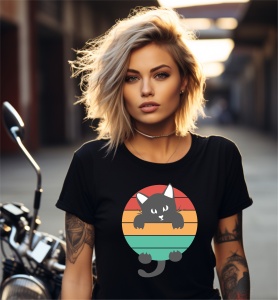 Tricou personalizat pentru dama din bumbac 100% - Cat Hanging
