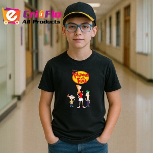 Tricou Phineas and Ferb baieti inventivi care isi petrec vara cu experimente geniale, Copii | Dama | Barbat , tricou negru