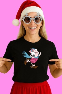 Tricou Piglet Cu Fular Albastru Si Bucurie De Craciun, din bumbac 100% Copii | Dama | Barbat