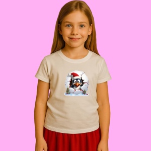 Tricou Pinguin Cu Fundal Alb Si Braduti Craciun 2, din bumbac 100% Copii | Dama | Barbat - Img 2