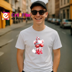 Tricou Pisica alba cu cadou si ochelari de Craciun Copii | Dama | Barbat - Img 6