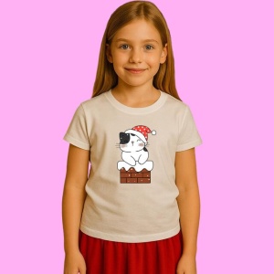 Tricou Pisica Cu Caciula Craciun, din bumbac 100%, tricou alb, Copii | Dama | Barbat - Img 2