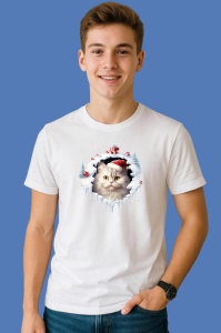 Tricou Pisica Cu Casuta Si Zapada Craciun, din bumbac 100% Copii | Dama | Barbat - Img 2