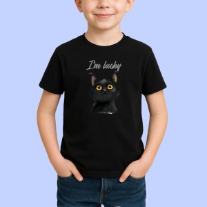 Tricou Pisica Neagra Ochi Galbeni, din bumbac 100%, tricou negru Copii | Dama | Barbat
