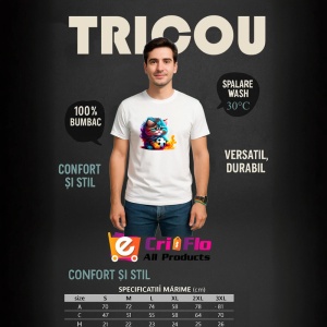 Tricou Pisica pufoasa roz albastra cu efecte de vopsea Copii | Dama | Barbat - Img 6