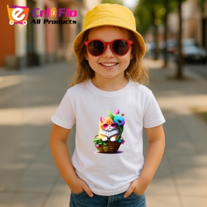 Tricou Pisica relaxata cu ochelari rosii in cos floral Copii | Dama | Barbat - Img 11