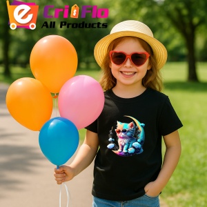Tricou Pisica turcoaz pe luna aurie cu ochelari fundal alb Copii | Dama | Barbat, culoare negru - Img 10