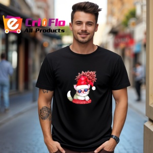 Tricou Pisicuta cu caciula pufoasa si fular rosu Copii | Dama | Barbat, culoare negru - Img 5