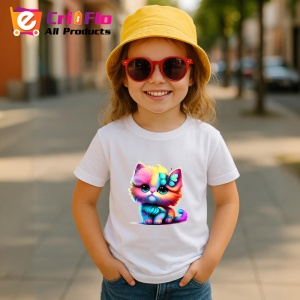 Tricou Pisicuta pufoasa cu flori si fundita imagine vesela Copii | Dama | Barbat - Img 11