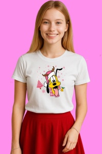 Tricou Pluto Ornament Craciun, din bumbac 100%, tricou alb, Copii | Dama | Barbat - Img 4