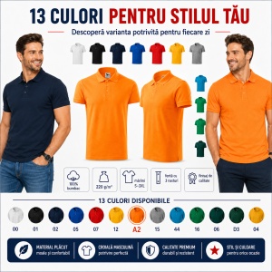 Tricou Polo Bărbați Malfini Cotton Heavy 215, 100% Bumbac, 220 g/m², Guler Polo, Mărimi S-3XL, 13 Culori - Img 6