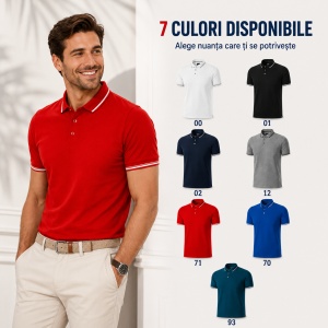Tricou Polo Bărbați Malfini Premium Perfection Plain, 95% Bumbac, 5% Elastan, Slim Fit, 200 g/m², Guler Contrast - Img 10